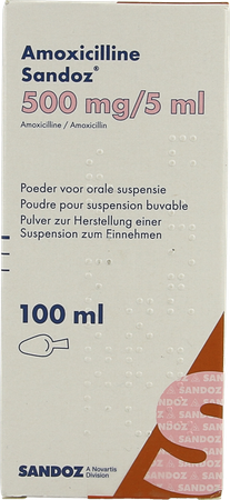 Amoxicilline Sandoz 500mg/5ml Pulv Susp Or 100ml 3