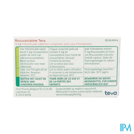 Rosuvastatine Teva 5mg Filmomh Tabl 100 1