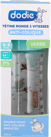 Dodie Zuigfles Glas Initiatie+ Groene Vogels 270ml 1