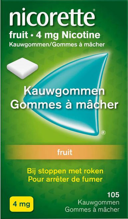 Nicorette Fruit Gomme Mach S/sucre 105x4mg 1