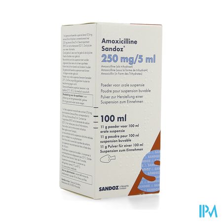 Amoxicilline Sandoz 250mg/5ml Pulv Susp Or 100ml