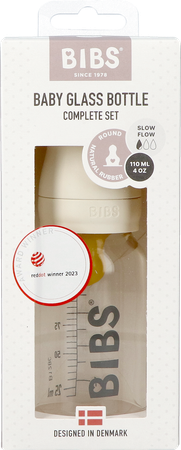 Bibs Zuigfles Glas 110ml Complete Set Ivory 1