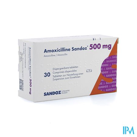 Amoxicilline Sandoz 500mg Tabl Disp 30