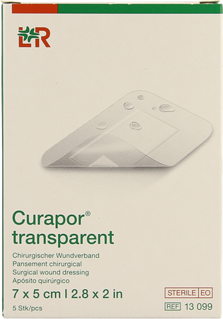 Curapor Transparant Steriel 7cmx 5cm 5 13099 2