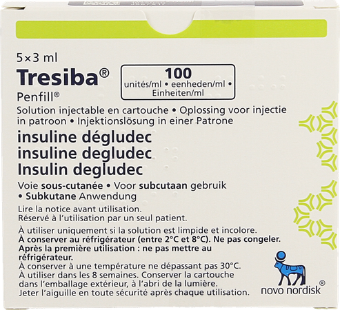 Tresiba 100e/ml Opl Inj In Patroon 5 X 3ml 1