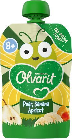 Olvarit Knijpzakje 8m+ Abrikoos, Peer, Banaan 100g 1