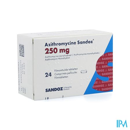 Azithromycine 250mg Sandoz Tabl Filmomh 24x250 mg