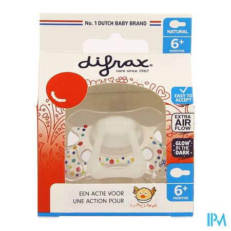Difrax Fopspeen Natural 6m+ Cliniclowns 1