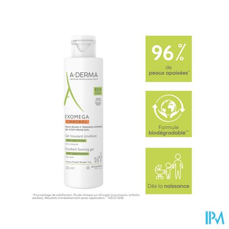Aderma Exomega Control Emol. Schuimende Gel 200ml 12
