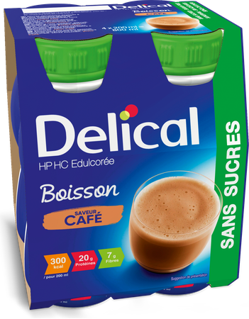Delical Melkdrank Hp-hc Z/suiker Koffie 4x200ml 2