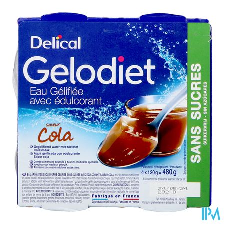 Gelodiet Gelwater Zoetstof Cola Pot 4x120g 2