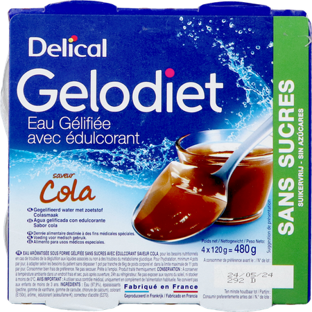 Gelodiet Eau Gel. Edulcorant Cola Pot 4x120g 2