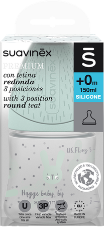 Suavinex Hygge Biberon Silic. S 150ml Lapins Vert 1