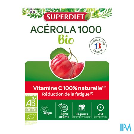 Superdiet Acerola 1000 Bio Kauwtabl 24