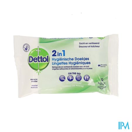 Dettol 2en1 Lingettes Hygieniques 12