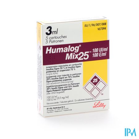 Humalog Mix 25 100u/1ml 5x3ml 1