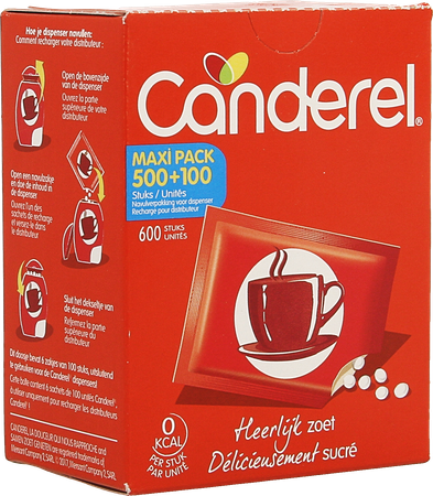Canderel Navulpak Voor Dispenser Maxi Tabl 500+100 2