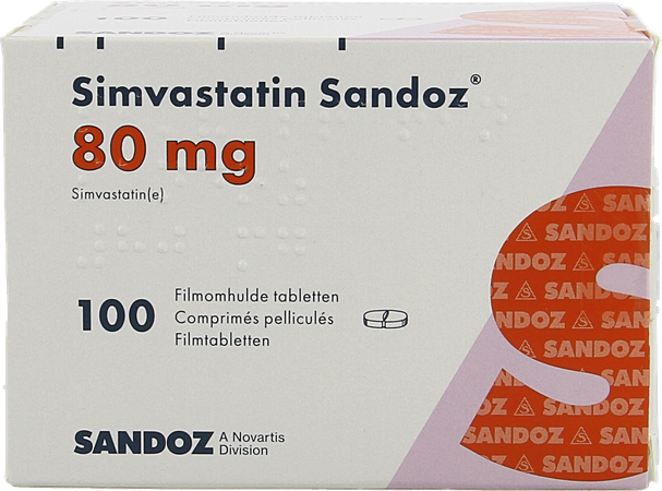 Simvastatin Sandoz 80mg Comp 100 Alu/pvc 2
