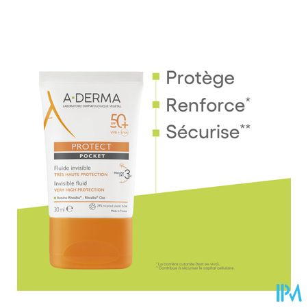 Aderma Protect Pocket Fluide Onzichtb. Spf50+ 30ml 11