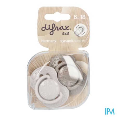 Difrax Sucette Dynamic Harmony l.&d.grey 6-18m 2 1