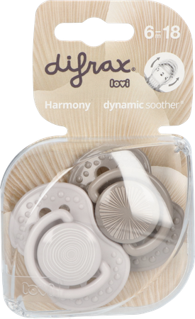 Difrax Sucette Dynamic Harmony l.&d.grey 6-18m 2 1