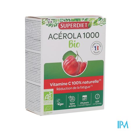 Superdiet Acerola 1000 Bio Kauwtabl 24