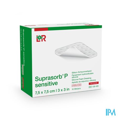 Suprasorb P Sensitive Non Bord.7,5x7,5cm 10 139455