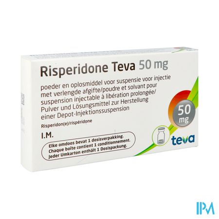 Risperidone Teva 50 mg inj. susp. verl. afgifte (pdr. + oplosm.) i.m. flac. + voorgev. spuit 50 mg + 2 ml