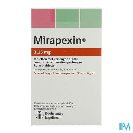 Mirapexin 3,15mg Abacus Verlengde Afgifte Comp 100 1