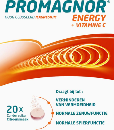 Promagnor Magnesium 400mg + 180mg Vitamine C (20 bruistabletten) 1