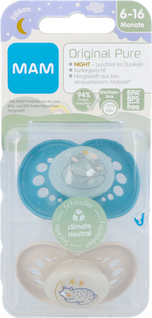 Mam Original Night Sucette Silic.pure 6-16m Bleu 2 1