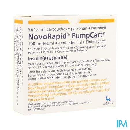 Novorapid Pumpcart 100ie/ml Patroon 5 X 1,6ml