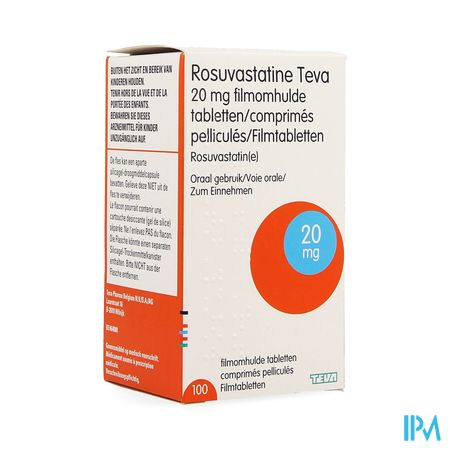 Rosuvastatine Teva 20mg Comp Pell 100 Flacon 1