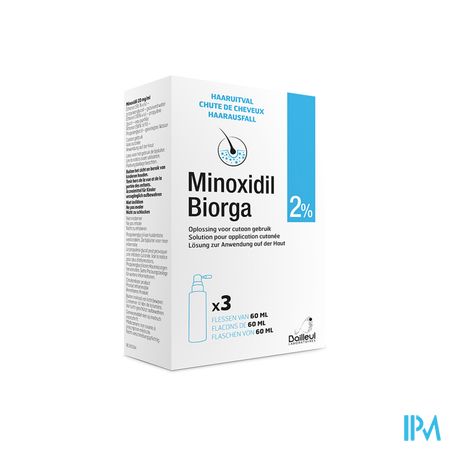 Minoxidil Biorga 2% Sol Cutanee Coffret Fl 3x60ml