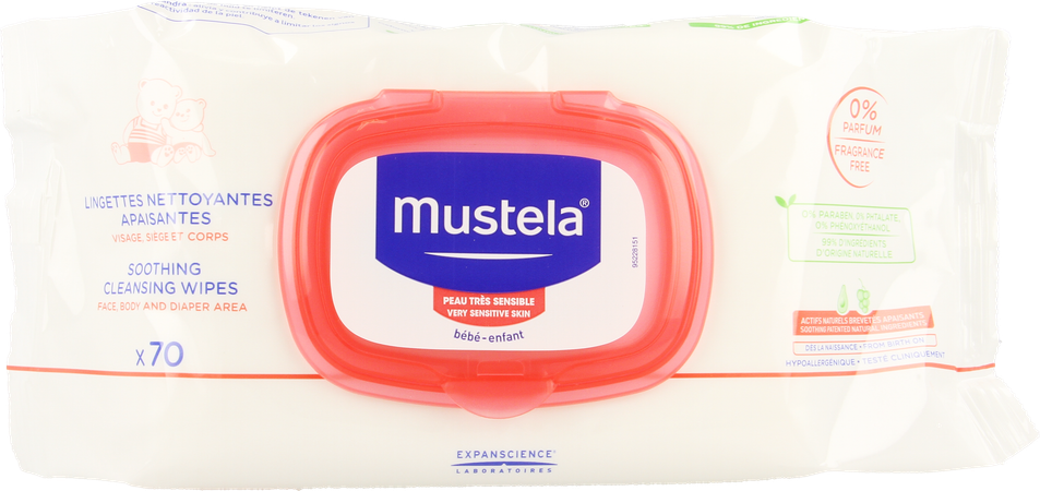 Mustela Pts Verzachtende Reinig.doekjes Z/parfum70 3