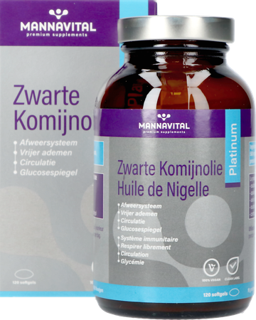 Mannavital Zwarte Komijnolie Platinum Softgels 120 18