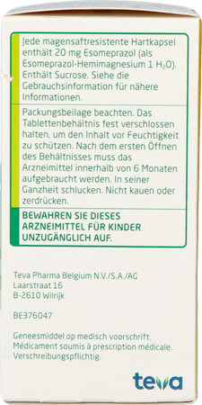 Esomeprazole Teva Caps Harde Maagsapres Fl 98x20mg 6