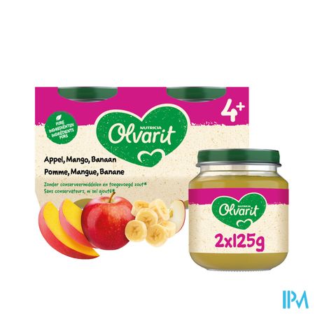 Olvarit Fruit Appel Mango Banaan 2x125g