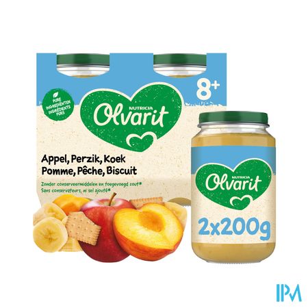 Olvarit Fruit Pomme Peche Biscuit 2x200g 8m54