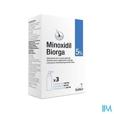 Minoxidil Biorga 5% Opl Cutaan Koffer Fl 3x60ml