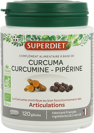 Superdiet Curcuma Curcumine Piperine Caps 120 1