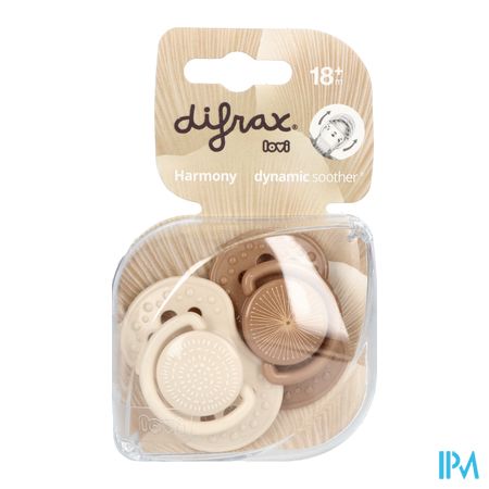 Difrax Sucette Dynam.harmony Creme&l.brown 18m+ 2 4