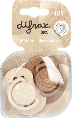 Difrax Fopspeen Dynam.harmon.creme&l.brown 18m+ 2 4
