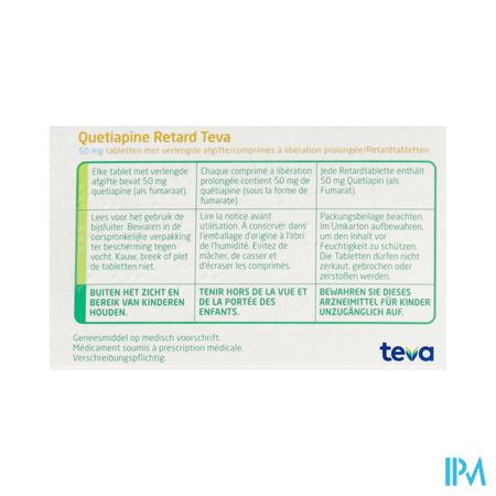 Quetiapine Retard Teva Pi Pharma 50mg Tabl 100 1