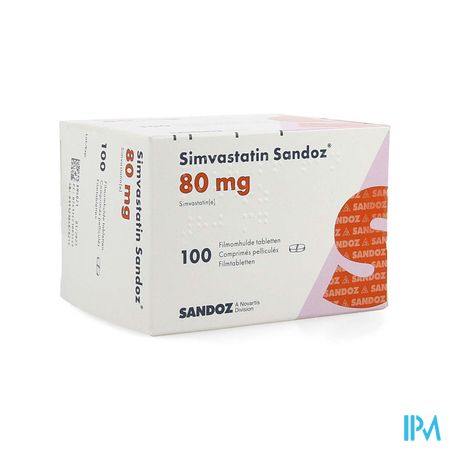 Simvastatin Sandoz 80mg Comp 100 Alu/pvc