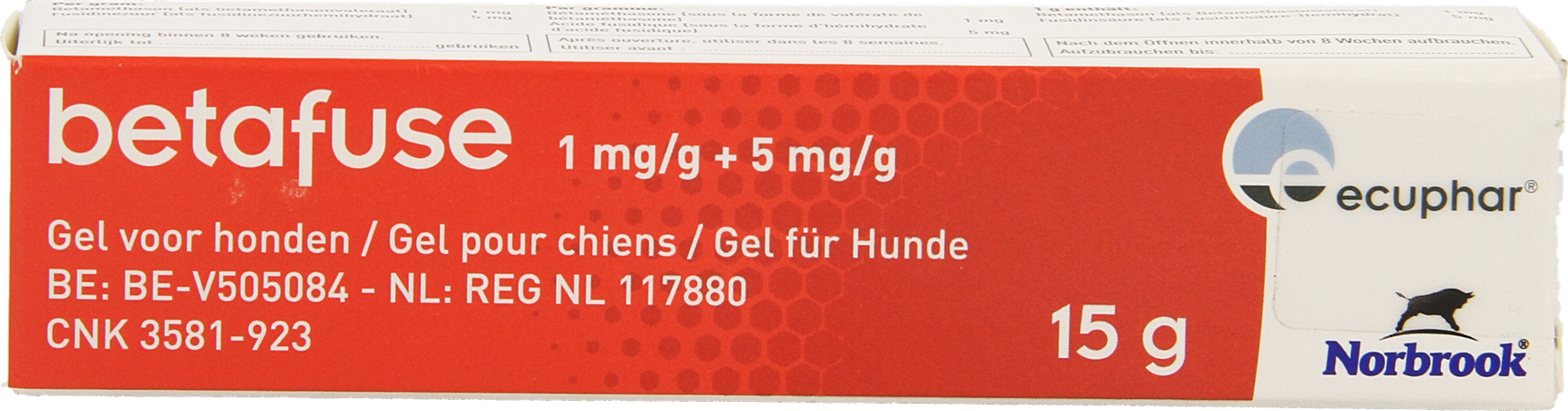 Betafuse 1mg/g + 5mg/g Gel Honden Tube 15g 1