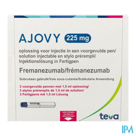 Ajovy 225mg Opl Inj Voorgevulde Pen 3 1