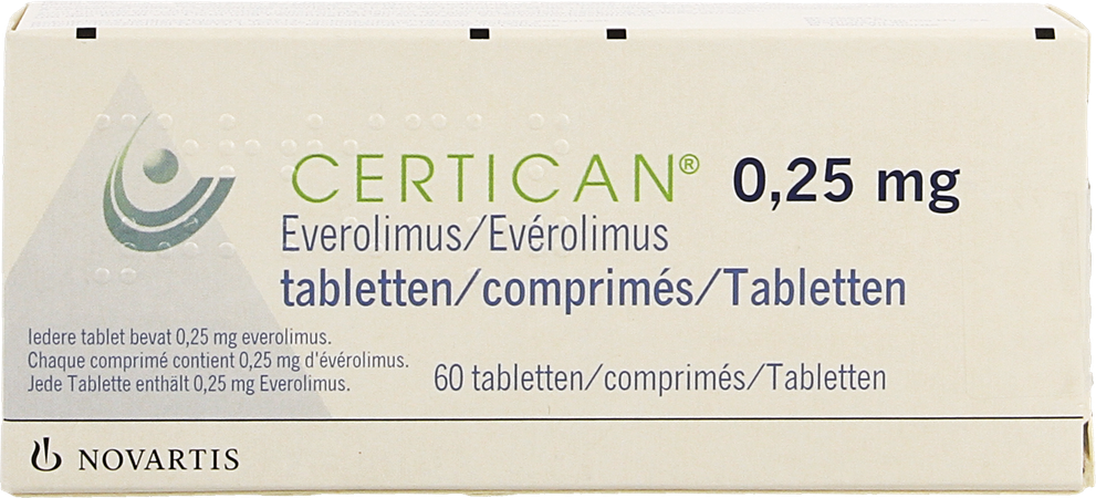 Certican 0,25mg Comp Enrob 60 X 0,25mg 3