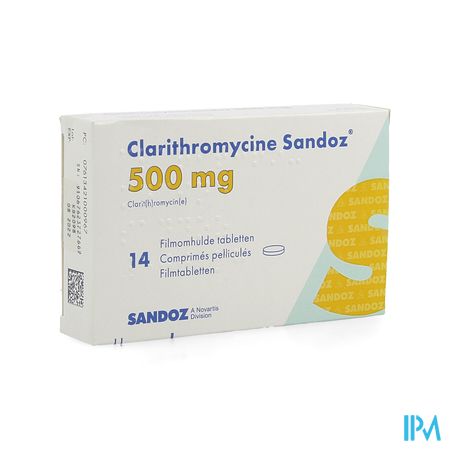 Clarithromycine Sandoz 500mg Comp Pell 14