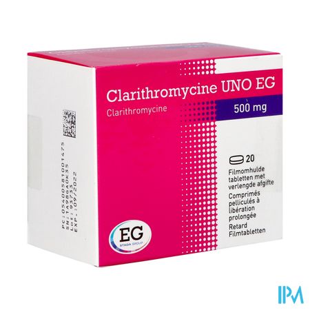 Clarithromycine Uno EG 500Mg Filmomh 20X500Mg